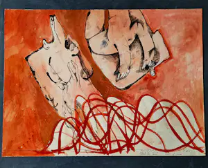 Hannes Postma - grote in 1965 gemaakte Aquarel "geboorte van Venus" gesigneerd kopen? Bied vanaf 76!