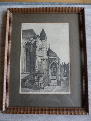 Marius Johannes Janssen - Ets. Nijmegen, Ingang Sint Stevenskerk. Ingelijst kopen? Bied vanaf 35!