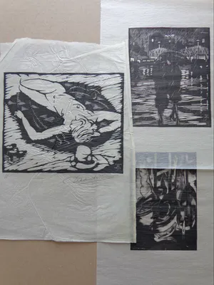 Daan de Vries - NAAKT / LOT VAN 3 STUKS / ZW-W HOUTSNEDE / SIG kopen? Bied vanaf 50!