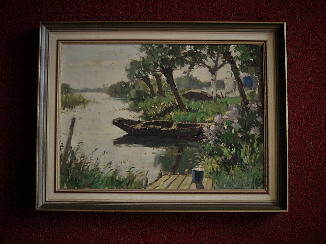 Niet of onleesbaar gesigneerd - "Lentedag Hollands Polderlandschap" olieverf ca. 1930 gesigneerd  kopen? Bied vanaf 1!