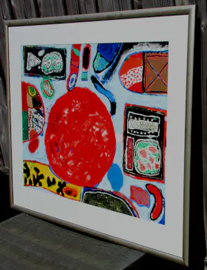 Corneille - Ingelijste zeefdruk: 'Abstract' (groot werk) - '64 - '90 kopen? Bied vanaf 499!
