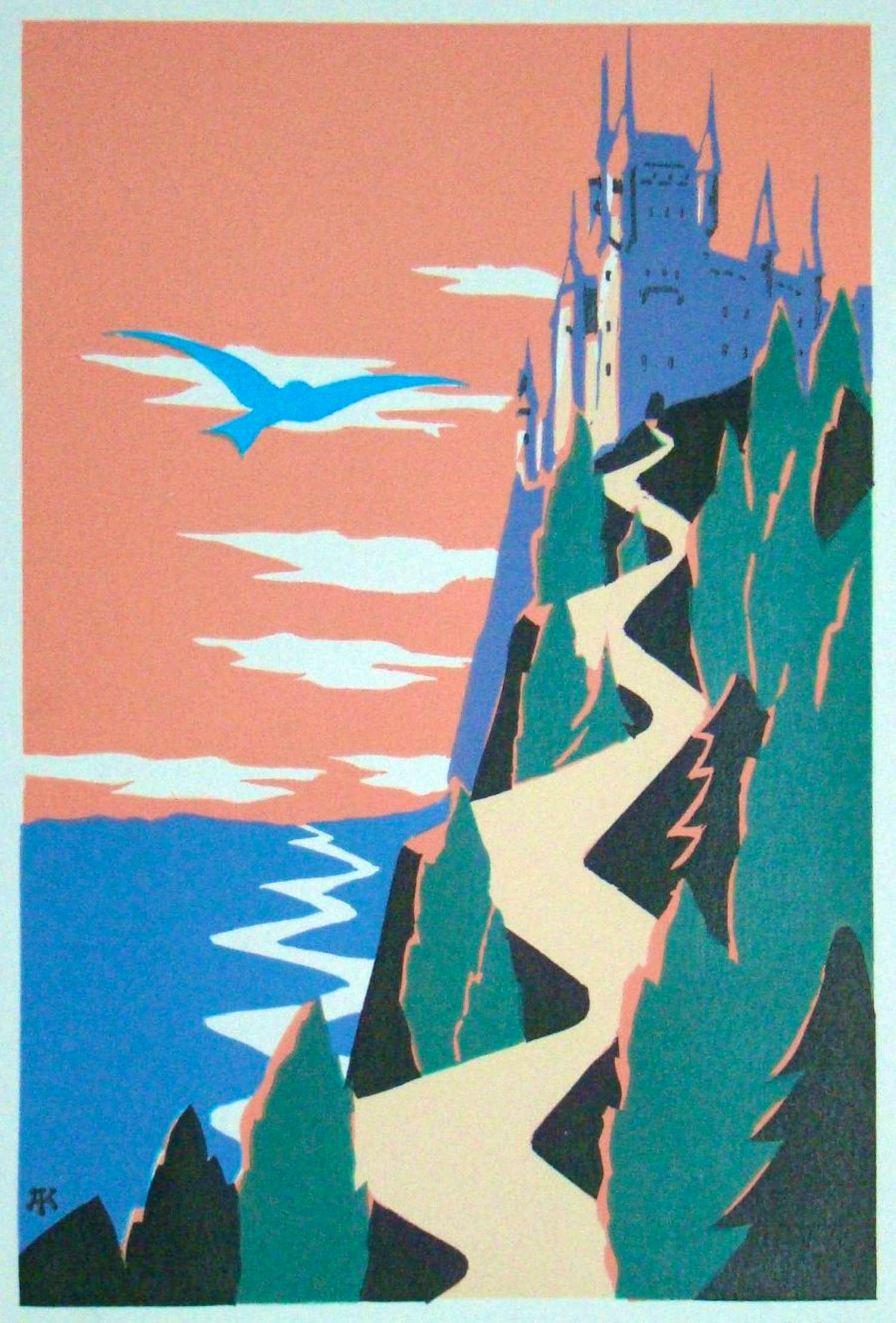 Achille Kas - De Blauwe Vogel - 1932 - Originele lithografie - Aquareltechniek - Gesigneerd kopen? Bied vanaf 100!