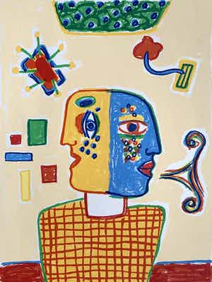 Keimpe Kootstra - Kleurenzeefdruk | 'Het gesprek van de dag II' - 1999 verkocht voor € 45!