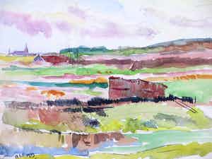 Han Krug - Westland Zuid-Holland - Aquarel verkocht voor € 40!