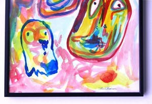 Finn Pedersen - Aquarel - Cobra-figuren - Gesigneerd - Ingelijst !!! kopen? Bied vanaf 165!