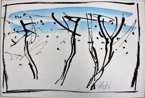 Andre van der Vossen - Abstracte inkttekening/aquarel kopen? Bied vanaf 50!