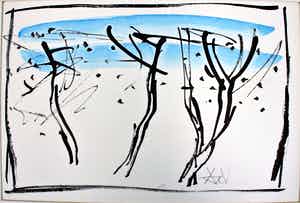 Andre van der Vossen - Abstracte inkttekening/aquarel verkocht voor € 50!