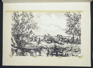 Rosamund de Perinello - Inkttekening, Landschap kopen? Bied vanaf 1!