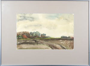 Henk Rijzinga - Aquarel, Gronings landschap - Ingelijst kopen? Bied vanaf 35!