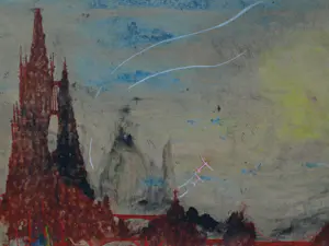 Rene De Coninck - Gemengde techniek op karton , Ingelijst , ‘Stadsgezicht’ - 1956 kopen? Bied vanaf 1!