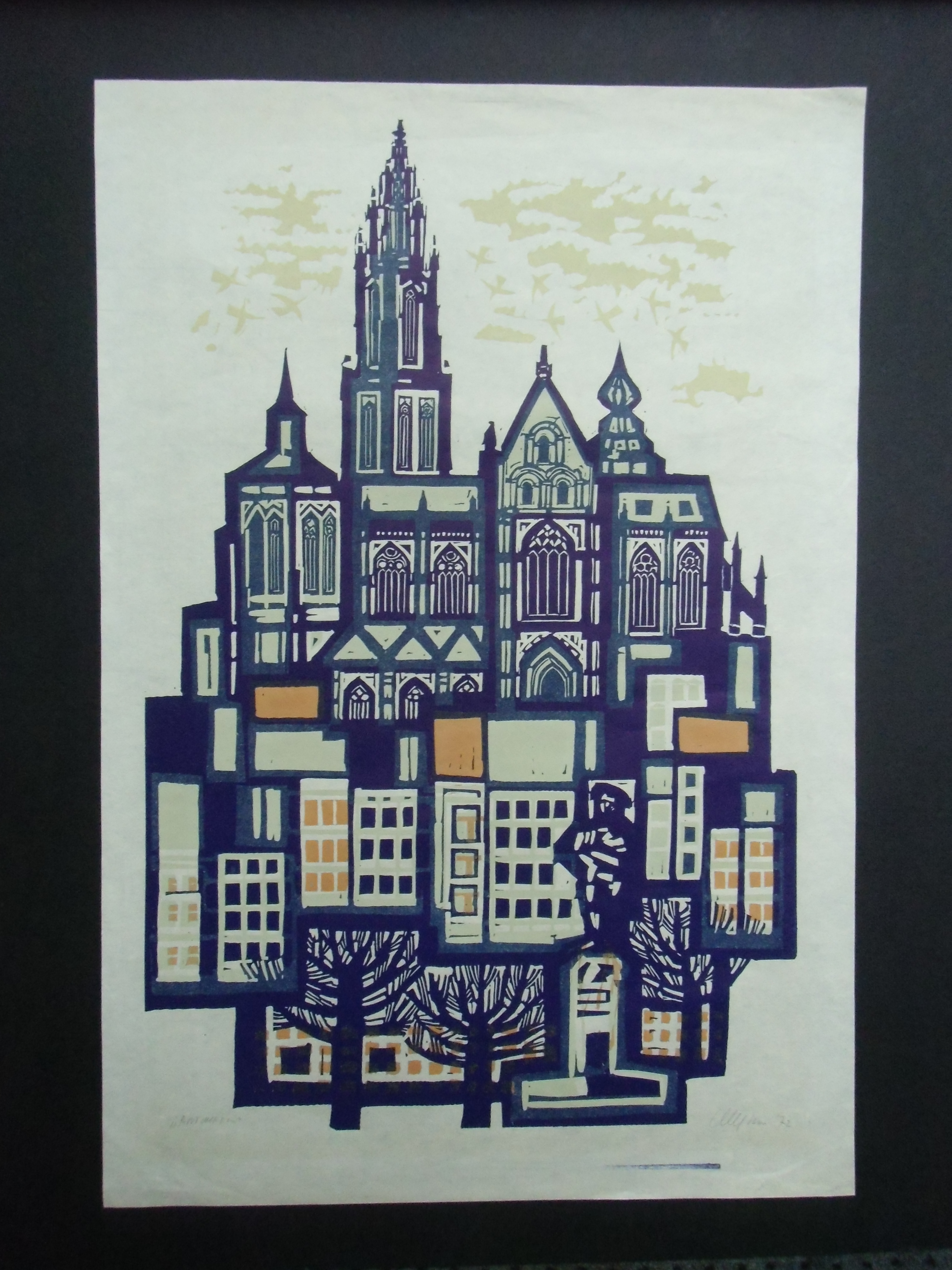 Akke Sins - ANTWERPEN /// KLEURENLINOSNEDE VAN AKKE SINS verkocht voor € 50!