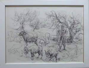 Piet Klaasse - LOT VAN 2 WERKEN / DIEREN / ZW-W OFFSET / 34x44cm / KADER kopen? Bied vanaf 1!