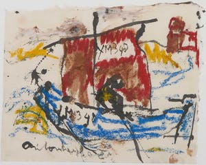 Anton Heyboer - Gemengde techniek op papier, Z.T. Boot - Ingelijst kopen? Bied vanaf 1!