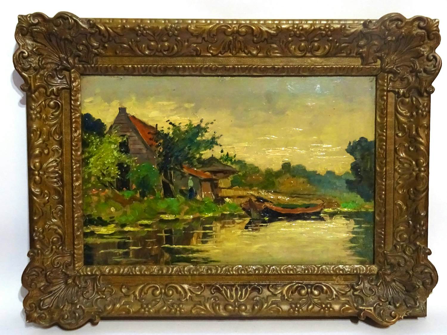 Ger van Vliet - Landschap met boot en boerderij kopen? Bied vanaf 50!