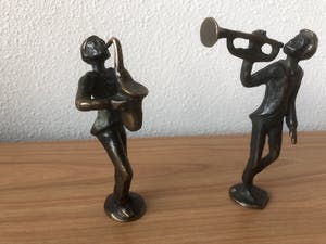 Brons (Onbekend) - 4 Bronze beelden van een orkestje. kopen? Bied vanaf 45!