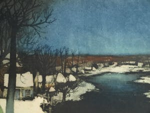 Roger Hebbelinck - naar Albert Saverys - Kleurenets , Paysage d’Hiver / Winterlandschap - GROOT kopen? Bied vanaf 10!