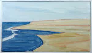 Paul Overhaus - Olieverf op board, Strand - Ingelijst verkocht voor € 90!