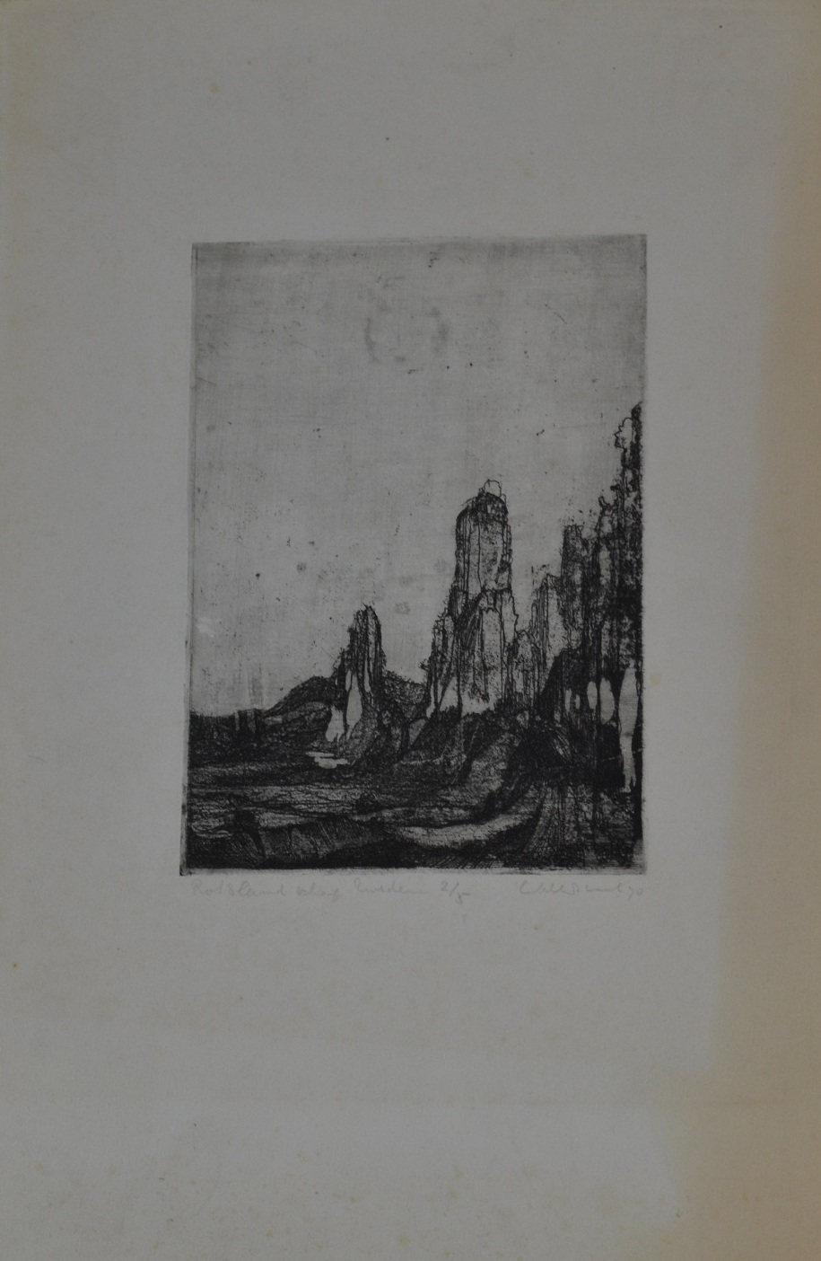 Dirkje Kuik - ets, rotslandschap Zweden verkocht voor € 55!