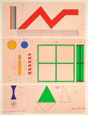 Lucio del Pezzo - Zeefdruk, Disegni per la scultura Sagittarius verkocht voor € 40!