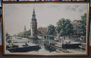 Cornelis Brandenburg - De Oude Schans, Amsterdam - kleurets kopen? Bied vanaf 60!