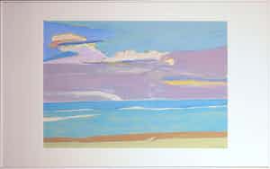 Paul Overhaus - Gemengde techniek, Zeeuws strand l - Ingelijst verkocht voor € 50!