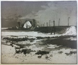 Peter Teeling - Winterlandschap Zaandam - vroege ets uit 1965 kopen? Bied vanaf 50!