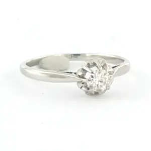 18k witgouden ring met briljant geslepen diamant tot. 0.20ct – F/G - VS/SI kopen? Bied vanaf 230!