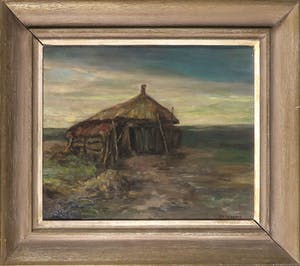 Jo Weijers - Olieverf op doek, Landschap met hut - Ingelijst kopen? Bied vanaf 1!