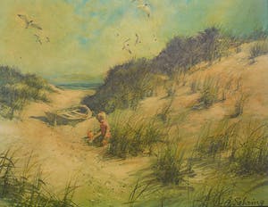 Adolf Sehring - Een dagje aan zee -olieverf circa 1980- kopen? Bied vanaf 65!