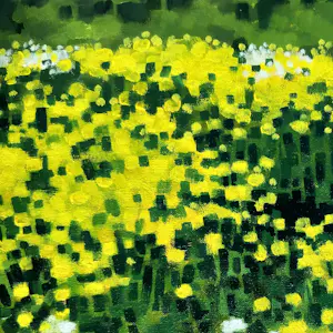 Willem Visser - Koolzaad en fluitenkruid langs de oever kopen? Bied vanaf 90!