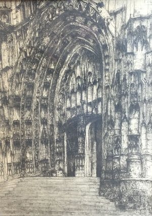 Willem van Leusden - C5135B-5, Zicht op gotische kerk kopen? Bied vanaf 50!