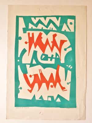 Sacha Kolin - Linosnede Abstract verkocht voor € 40!