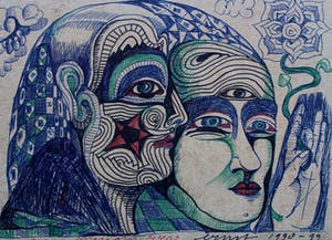 Ernst Vijlbrief - pentekening op karton - 1998/99 kopen? Bied vanaf 55!