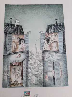 Raymond Peynet - Litho, titel, Une gennillesse par-ci, une caresse par-la on a jamaais fini kopen? Bied vanaf 45!