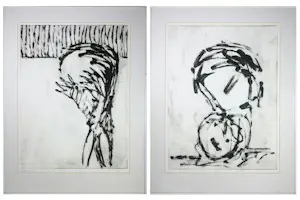 Raph de Haas - Set van 2 x Monotype op papier, Zonder titel - Ingelijst kaufen? Bieten Sie von 60!