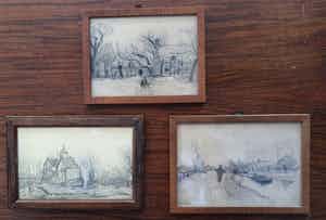 Louis Apol - Drie plein air-tekeningen verkocht voor € 1!