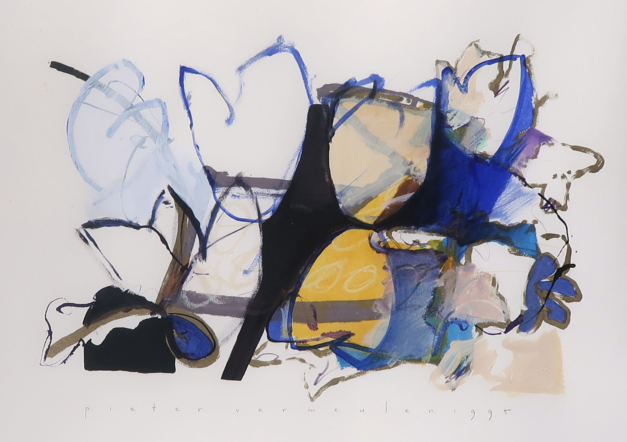 Pieter Vermeulen - Gemengde techniek op papier, Zonder titel - Ingelijst kopen? Bied vanaf 1!