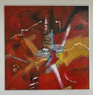 Rene de Groot - Abstract kleurrijk schilderij kopen? Bied vanaf 50!