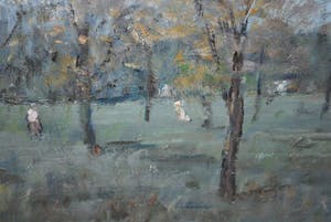 Henk Munnik - boomgaard in (Frans) dorp - olieverf 1984 kopen? Bied vanaf 35!