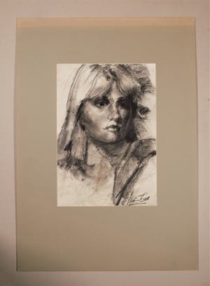 Jan van der Veer - Houtskool Portret Vrouw kopen? Bied vanaf 20!