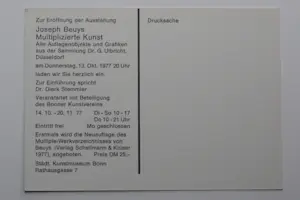 Joseph Beuys - Einladungskarte "Multiplizierte Kunst", signiert kopen? Bied vanaf 200!
