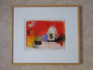 Theo Koster - "5" / KLEURZEEFDRUK + COLLAGE + OPGEHOOGD / 63x73cm / KADER / SIG kopen? Bied vanaf 125!