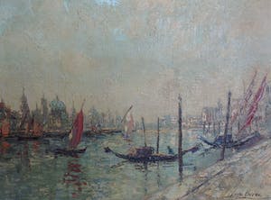 Johannes van Lingen - C879-3, Boten op het water met zicht op Venetië kopen? Bied vanaf 120!