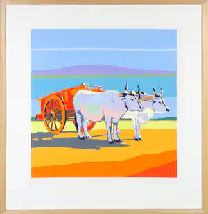 Marco Kooiman - Zeefdruk, Red Cart - Ingelijst vendu pour 35€ !