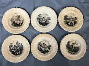 AcheterWedgwood - 6x antieke W. Baker&Co ws Wedgwood borden transferware? Enchérissez de 75!