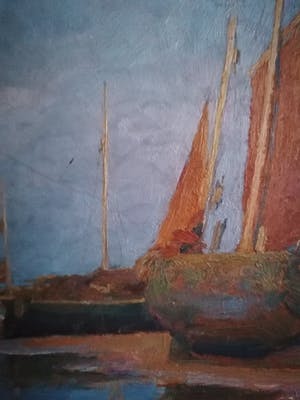 Edgard Farasyn - 'Zeilboten op het strand' kopen? Bied vanaf 495!