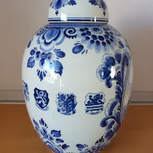 Heinen Delfts Blauw - dekselvaas/gemberpot 't Hooge Huys 1966 kopen? Bied vanaf 35!