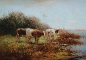 Cor Bouter - Drie koeien aan de waterkant. kopen? Bied vanaf 350!