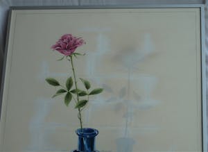 Niet of onleesbaar gesigneerd - Airbrush / tekening , “Roos in Fles” – gesigneerd & ingelijst - 1994 kopen? Bied vanaf 1!