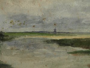 Johan van Hulsteijn - 2x Aquarel , “Landschap met vrouw” – gesigneerd – ca 1885 kopen? Bied vanaf 10!